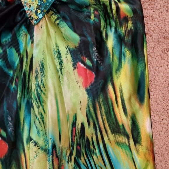 Hailey Logan by Adrianna Papell Sequin Watercolor Tropical Maxi Dress, Size 5/6 - Picture 11 of 12